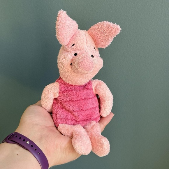 Disney Piglet Plush Stuffed Terry Cloth 8" Collectible Winnie the Pooh T46 - Picture 1 of 9